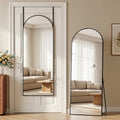 Homsion 58"x20" Over The Door Mirror, Arched Full Length Mirror with Aluminum Frame, Adjustable Hooks, Wall Mounted or Standing for Bedroom Living Room