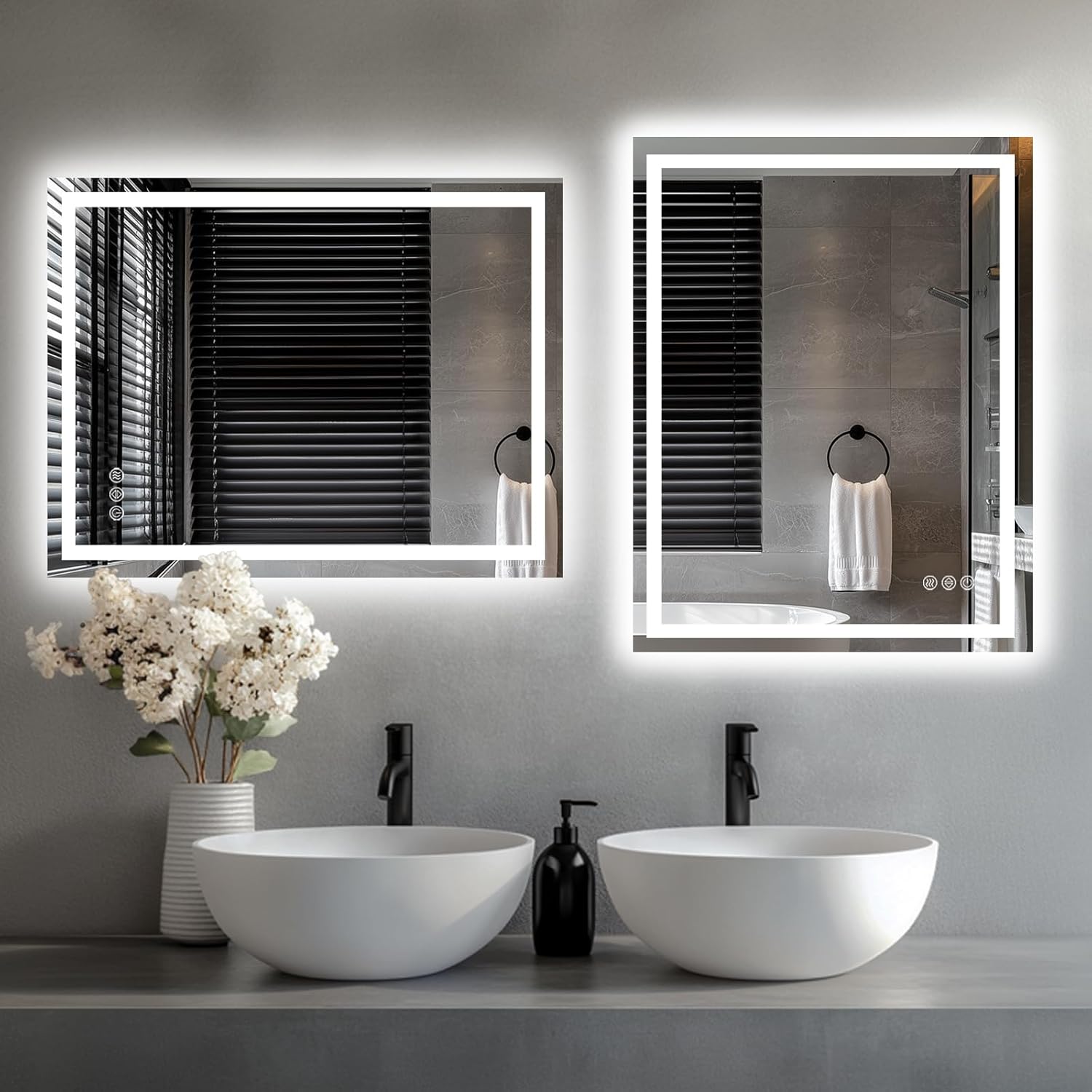 LED Bathroom Mirror, 24"x32" with Frontlit and Backlit Anti-Fog Mirror with Lights LED Vanity Mirror for Bathroom 3 Colors Temperature & Dimmable Bathroom Mirror with HD Tempered Glass