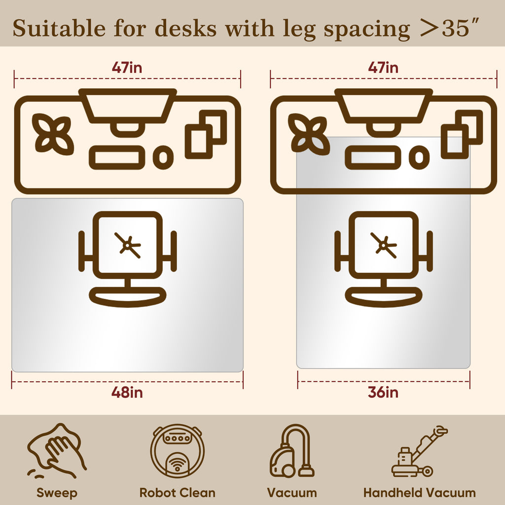 Homsion Tempered Glass Office Chair Mat for Carpet & Hardwood Floor, 1/6" Thick Clear Floor Protector Desk Chair Mat with Rounded and Polished Edges