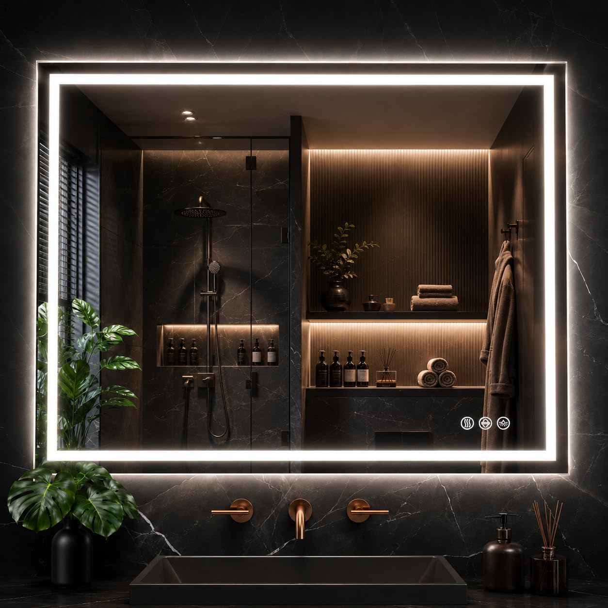 LED Bathroom Mirror, 30"x36" with Frontlit and Backlit Anti-Fog Mirror with Lights LED Vanity Mirror for Bathroom 11 Colors Temperature & Dimmable Bathroom Mirror with HD Tempered Glass