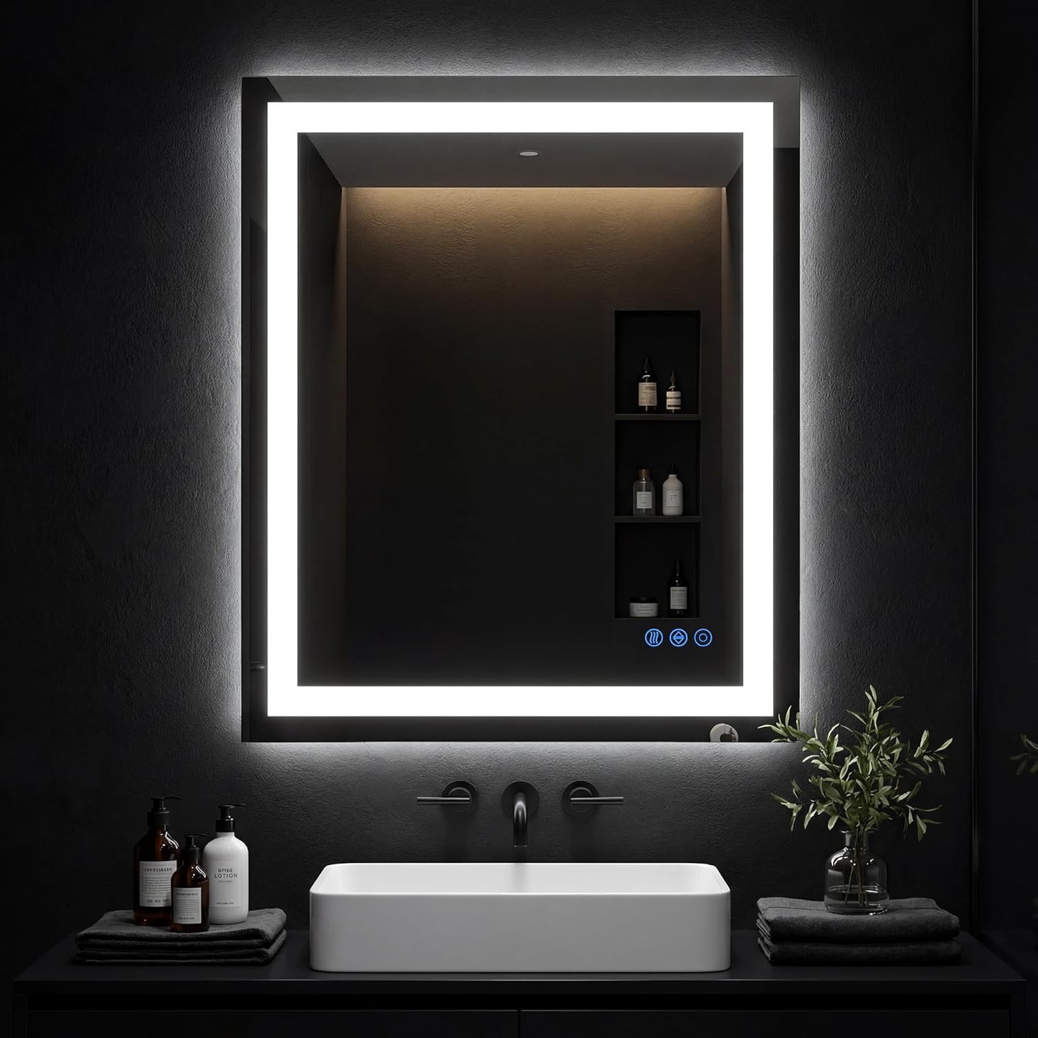 LED Bathroom Mirror, 30"x36" with Frontlit and Backlit Anti-Fog Mirror with Lights LED Vanity Mirror for Bathroom 11 Colors Temperature & Dimmable Bathroom Mirror with HD Tempered Glass