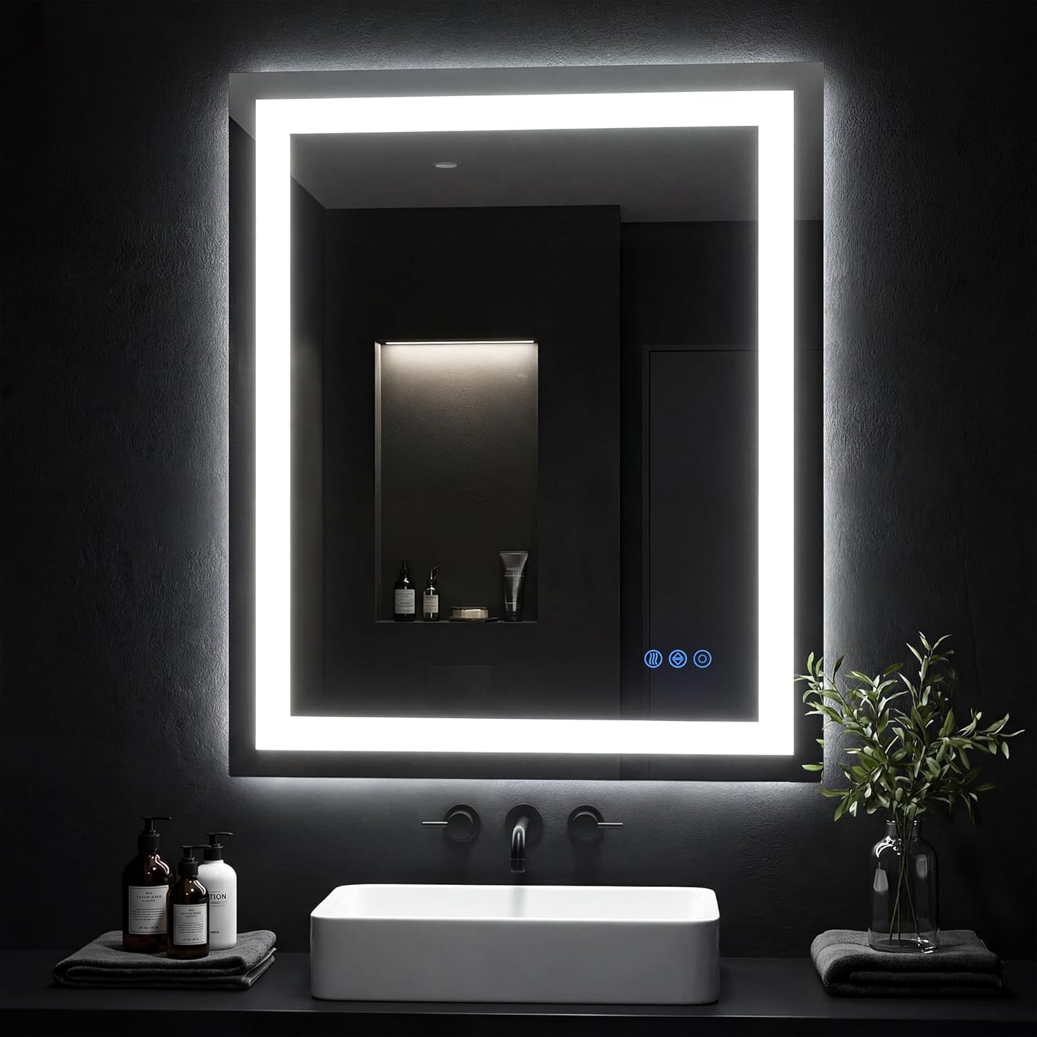 LED Bathroom Mirror, 30"x36" with Frontlit and Backlit Anti-Fog Mirror with Lights LED Vanity Mirror for Bathroom 11 Colors Temperature & Dimmable Bathroom Mirror with HD Tempered Glass
