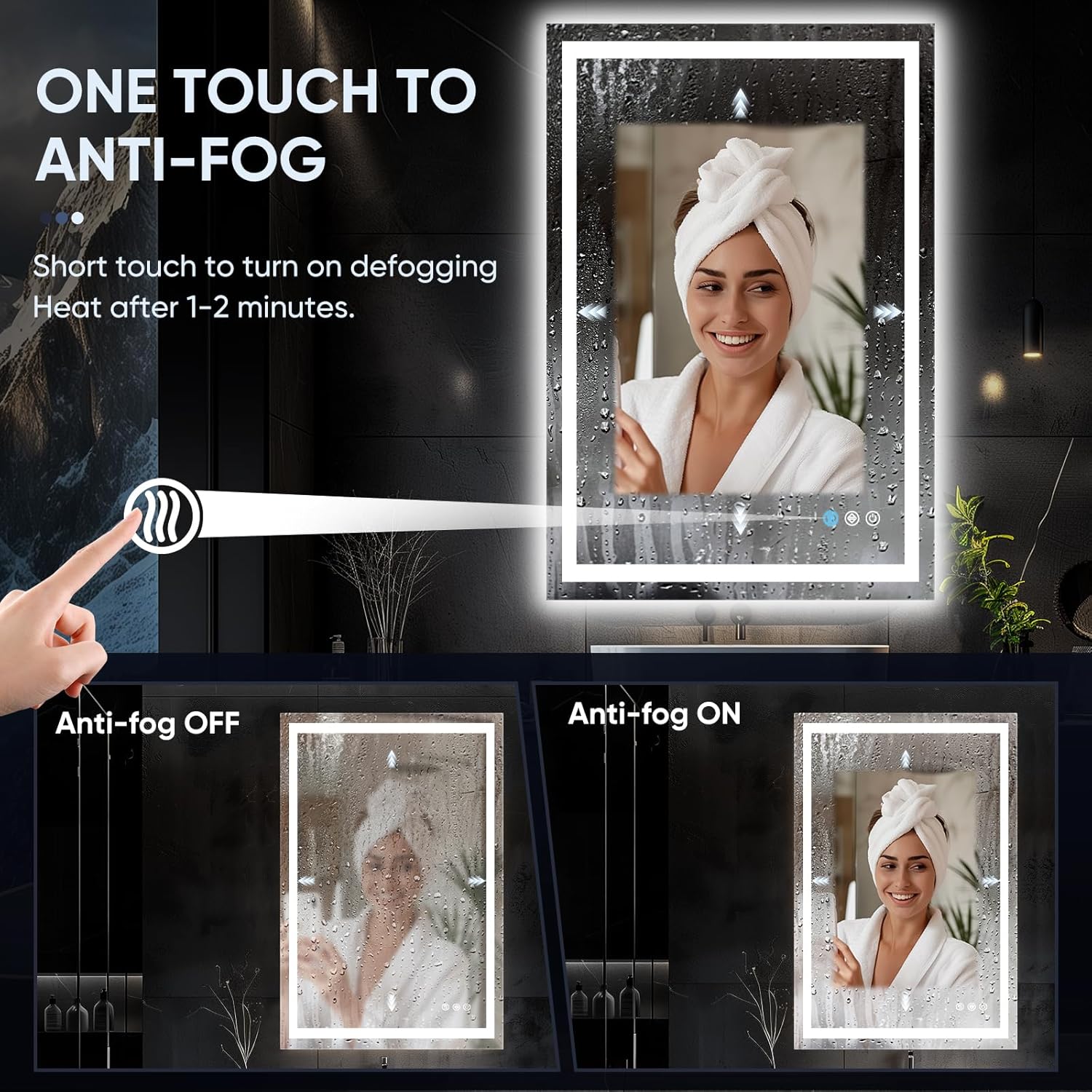 LED Bathroom Mirror, 30"x36" with Frontlit and Backlit Anti-Fog Mirror with Lights LED Vanity Mirror for Bathroom 11 Colors Temperature & Dimmable Bathroom Mirror with HD Tempered Glass